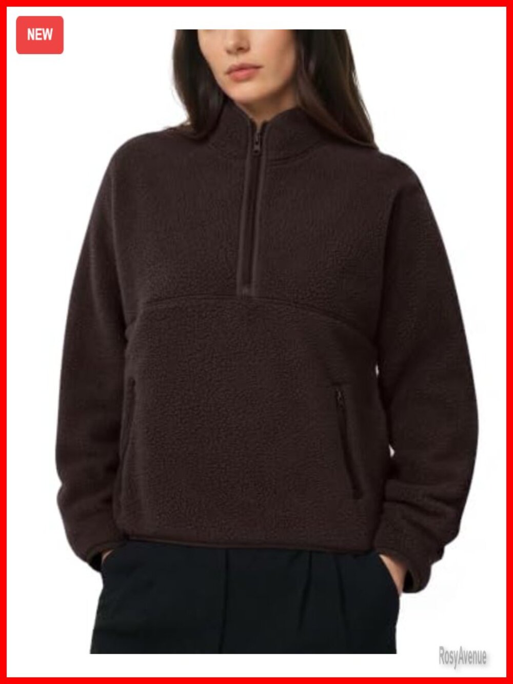 Fleece Pullover Sweatshirt Fuzzy Sherpa Mock Neck Quarter Zip Jacket